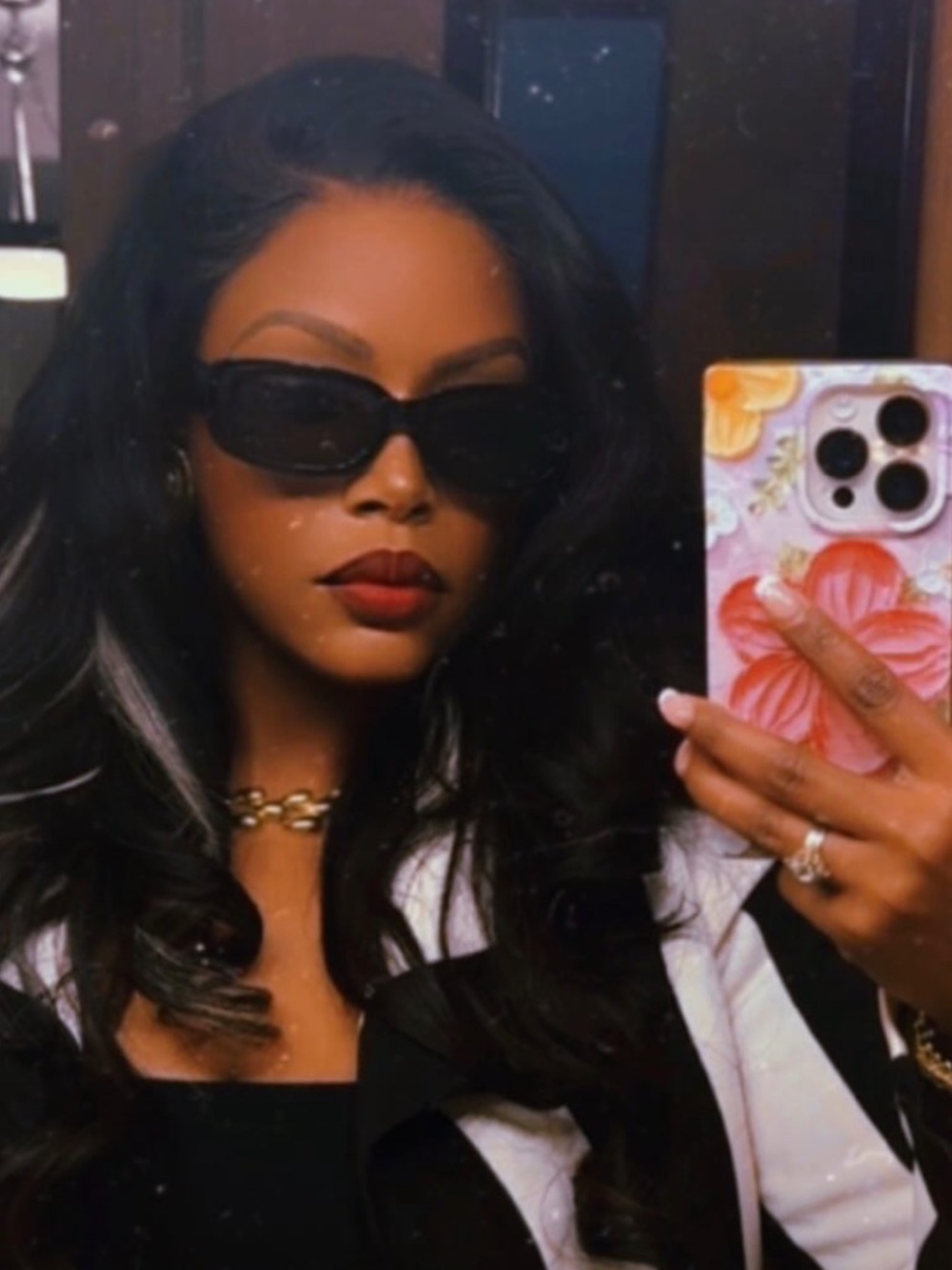 Black Rectangular Retro Sunglasses